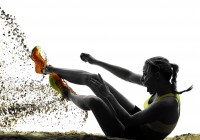 woman long jump isolated silhouette